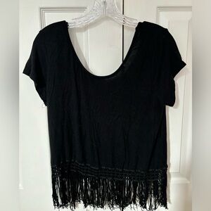 Black Fringe Tee
